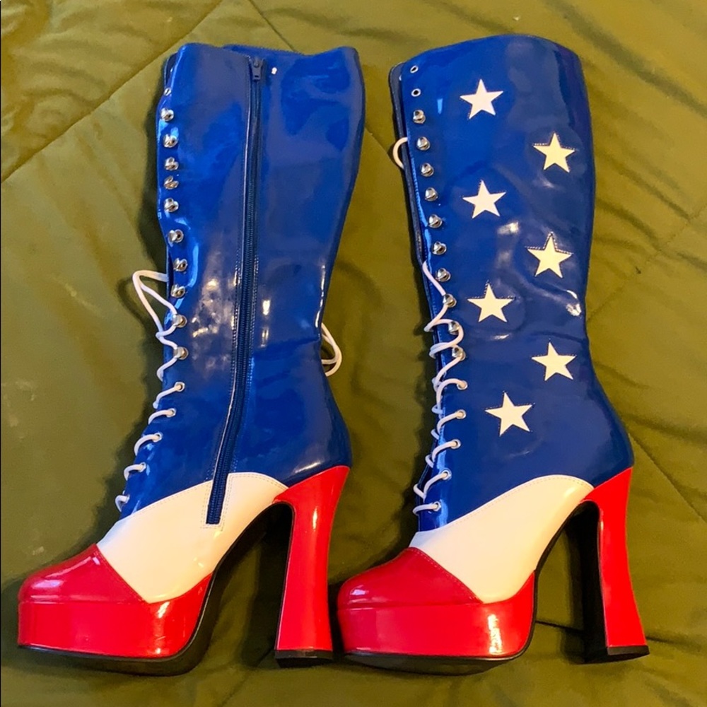 Funtasma Platform Boots Rd/white/blue size 8